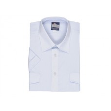 Portwest Workwear Pilot Shirt, Short Sleeves In White And Blue