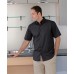 Henbury Mens Short Sleeve Poplin Shirt In Black, Steel Blue, White