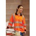 Yoko Hi-vis 2 Band Long Sleeve Polo In Hi Vis Orange And Hi-vis Yellow