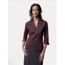 Russell Collection Women's 3/4 Sleeve Stretch Shirt Zip Top