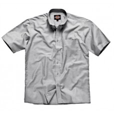 Dickies Oxford Weave Shirt Short Sleeve In Light Blue, Silver, White