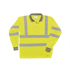 Portwest Workwear Hivis Long Sleeved Polo Shirt In Yellow And Orange