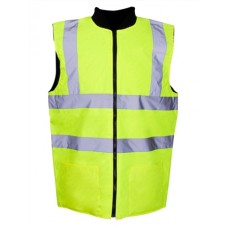 Supertouch Mens Reversible Twill Lined Bodywarmer In Yellow