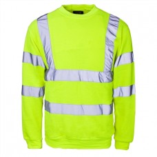 Supertouch Mens Hi Vis Crew Neck Sweatshirt In Black