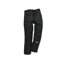 Portwest Workwear Action Trousers, With Back Elastication In Black