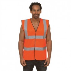 Uneek Clothing Uc801 Sleeveless Safety Waist Coat In Yellow And Orange