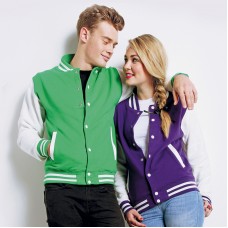 Awdis Just Hoods Adult's Contrast Sleeve Varsity Jacket Awdis Just Hoods Adult's Contrast Sleeve Varsity Jacket