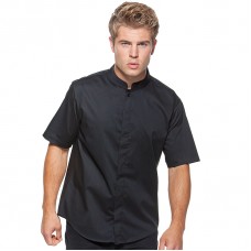 Kustom Kit Bargear Men's Mandarin Collar Short Sleeve Bar Shirt