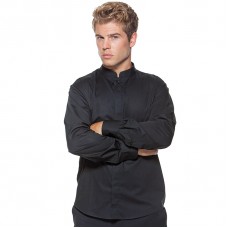 Kustom Kit Bargear Men's Mandarin Collar Long Sleeve Bar Shirt