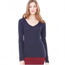 Bella Canvas Ladies Andrea Sheer Rib Long Sleeve V-neck T Shirt