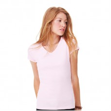 Bella Canvas Women's Slim Fit Baby Rib Short Sleeve V-neck T-shirt