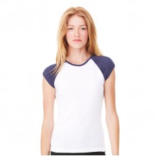 Bella Canvas Ladies Baby Rib Cap Sleeve Contrast Raglan T-shirt