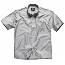 Dickies Oxford Weave Shirt Short Sleeve In Light Blue, Silver, White