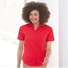 Fruit Of The Loom Women's Lady-fit Short Sleeve Poplin Shirt