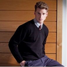 Henbury Men's Lambswool V-neck Jumper