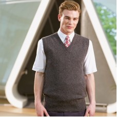 Henbury Men's Sleeveless Lambswool V-neck Jumper