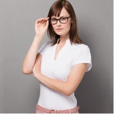 Kustom Kit Women's Corporate V-neck Mandarin Collar Short Sleeve Top