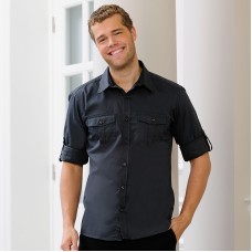 Russell Collection Men's Roll-sleeve Long Sleeve Shirt