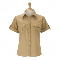 Russell Collection Women's Roll-sleeve Short Sleeve Shirt