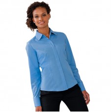 Russell Collection Women's Long Sleeve Easy Care Fitted Poplin Shirt