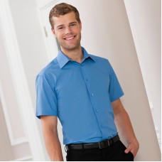 Russell Collection Men's Easycare Fitted Short Sleeve Poplin Shirt