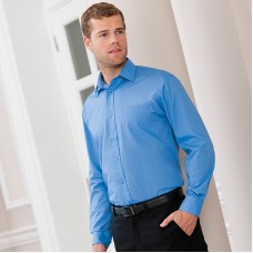Russell Collection Men's Easycare Long Sleeve Poplin Fabric Shirt