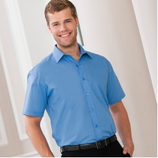 Russell Collection Short Sleeved Poly Cotton Men's Poplin Shirt