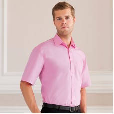 Russell Collection Men's Easycare Short Sleeved Cotton Poplin Shirt