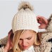 Beechfield Adult's Rib Knit Faux Fur Pom Pom Beanie Hat