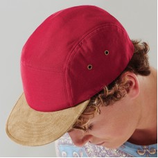 Beechfield Adult's Leather Adjuster Suede Peak 5 Panel Cap