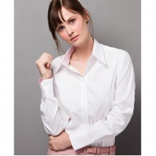 Kustom Kit Women's Contrast Premium Long Sleeve Oxford Shirt