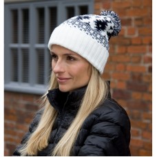 Result Winter Adult's Deluxe Fair Isle Pom Pom Hat