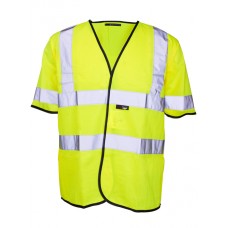 Supertouch Mens Hi Vis Short Sleeved Waistcoat In Hi Vis Yellow