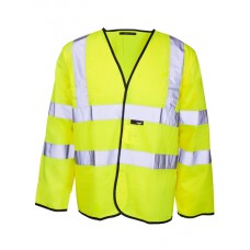 Supertouch Mens Hi Vis Long Sleeved Waistcoat In Hi Vis Yellow