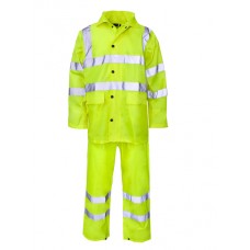 Supertouch Men's Two Piece High Visibility Rainsuit In Yellow