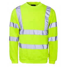 Supertouch Men's High Visibility Crew Neck Sweatshirt In Yellow