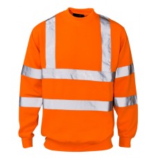 Supertouch Mens Hi Vis Crew Neck Sweatshirt In Orange