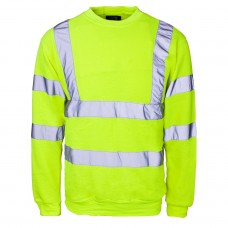 Supertouch Mens Hi Vis Crew Neck Sweatshirt In Black