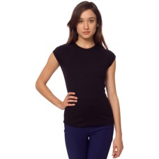 American Apparel Women's Baby Rib Cotton Cap Sleeve Raglan T-shirt