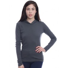 American Apparel Women's Baby Rib Cotton Long Sleeve Hooded Top