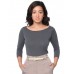 American Apparel Women's Sheer Jersey Fabric 3/4 Sleeve Boat Neck Top