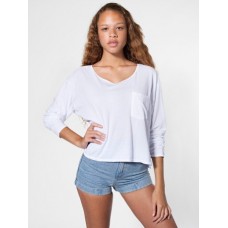 American Apparel Women's Loose Fitting Long Sleeve Pocket T-shirt