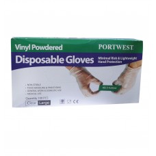 Portwest Workwear Vinyl Powdered Disposable Glove In Clear And Blue