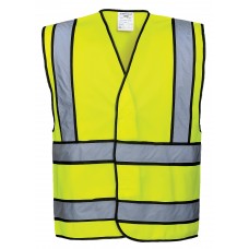 Portwest Workwear Hi-vis Vest With Black Contrast In Yellow