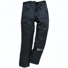 Portwest Workwear Action Trousers, With Back Elastication In Black