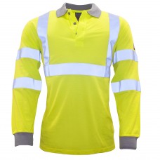 Flame-resistant Anti-static Hi-vis Long Sleeve Polo Shirt