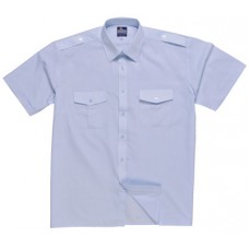 Portwest Workwear Pilot Shirt, Short Sleeves In White And Blue
