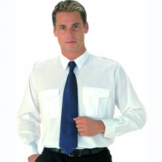 Portwest Workwear Pilot Shirt, Long Sleeves In White And Blue