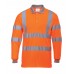 Portwest Workwear Hivis Long Sleeved Polo Shirt In Yellow And Orange