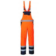 Portwest Workwear Mens Contrast Lined Bib And Brace In Orange/navy